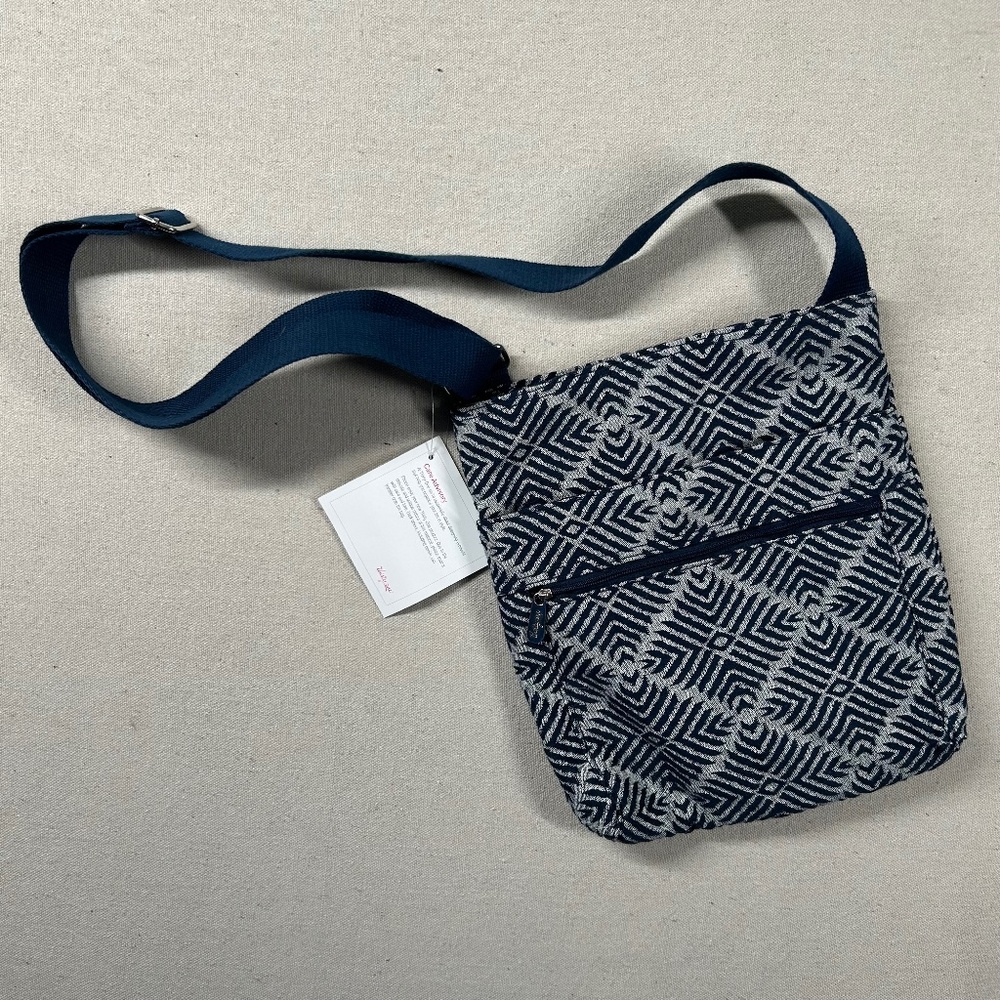 Thirty One‎ Crossbody Bag Canvas Purse Pocketbook Geometric Navy